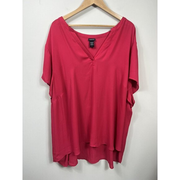 torrid Tops - Torrid Shirt Womens 6X Pink Short Sleeve Semi Sheer Blouse V Neck